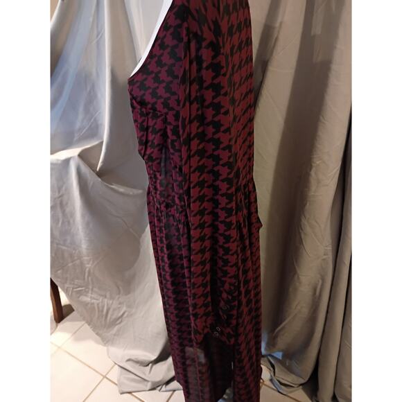 Torrid Sheer Shirt Dress Red Black Check Sz 3x Feminine Fairy Goth - Picture 12 of 14
